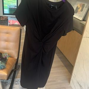 Theory Gathered-Front t-shirt mini dress, Black Sz M